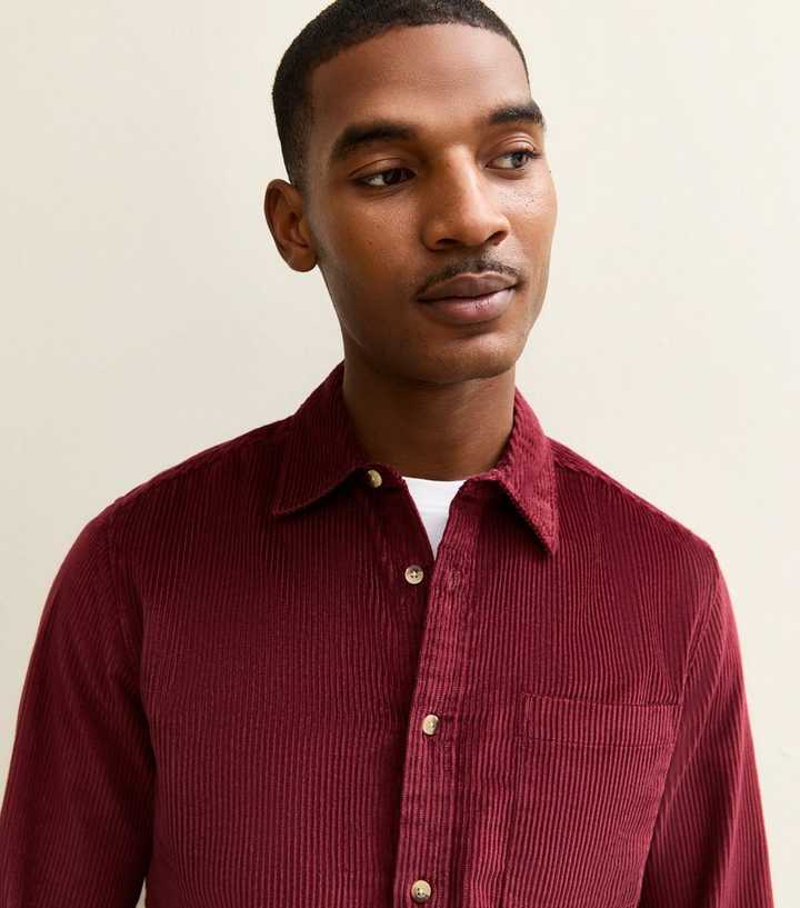 Dark Red Regular Long Sleeve Corduroy Shirt