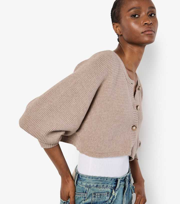 Knitwear Cropped Batwing Sweater Zara Batwing Gray Cotton Knitted