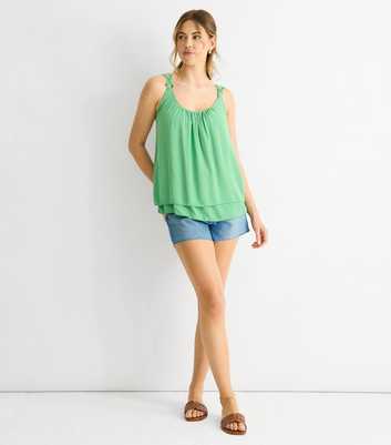 Gini London Green Floral Strap Oversized Top