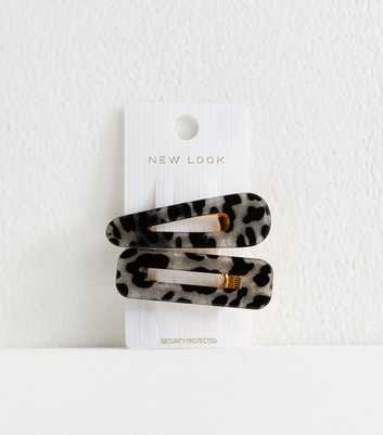 Pack of 2 Black Leopard Print Hair Slides