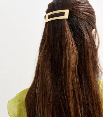 Gold Tone Textured Rectangular Hair Slide