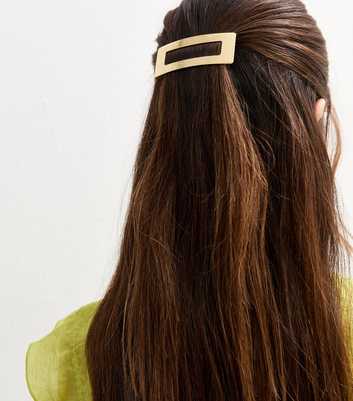 Gold Tone Textured Rectangular Hair Slide 