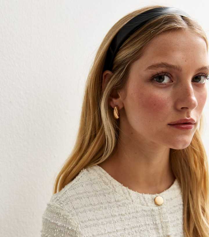 Black Shiny Curved Headband