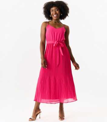 Gini London Pink Pleated Midi Dress