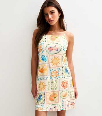 Cream Italy Print Mini Shift Dress