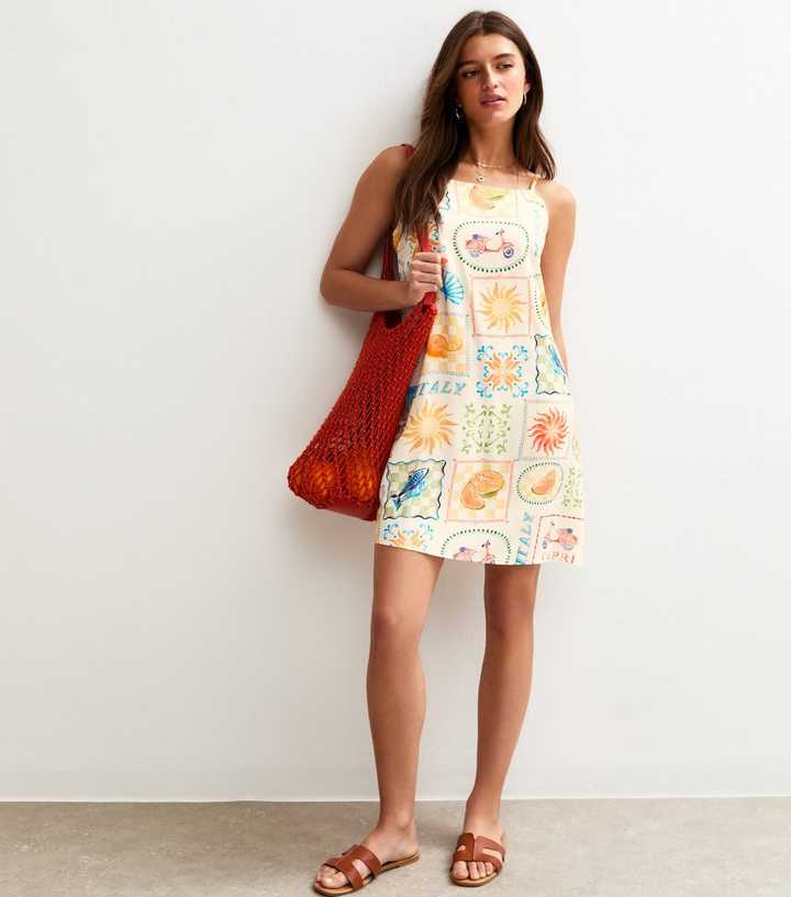 Cream Italy Print Mini Shift Dress | New Look