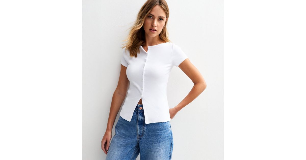 White Lace Up Baby Tee (S/M) 