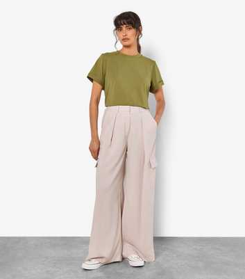 Apricot Stone Wide Leg Cargo Trousers