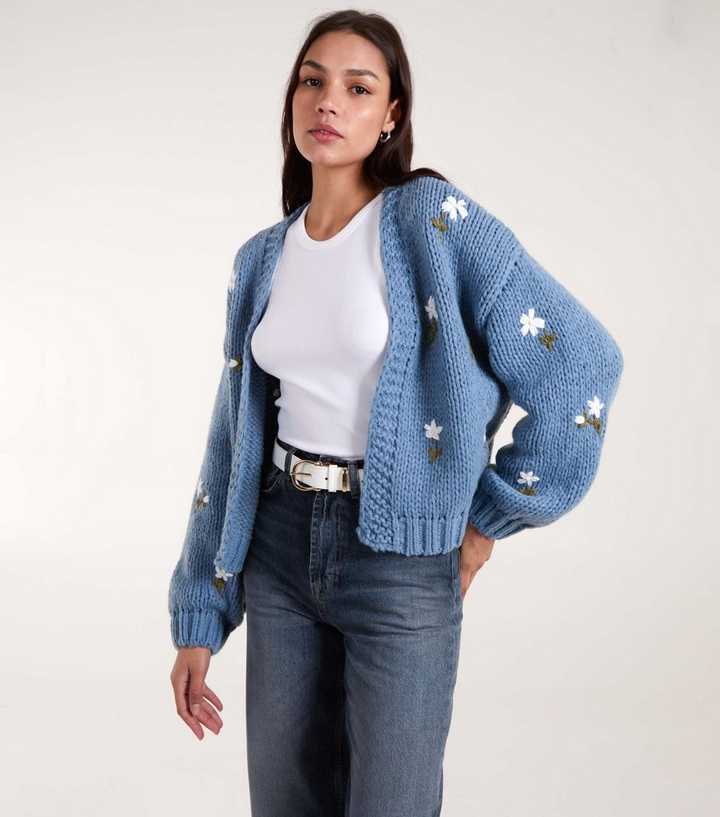 Blue Vanilla Blue Daisy Embroidered Cardigan