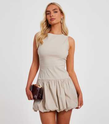 QUIZ Stone Puffball Hem Skater Dress