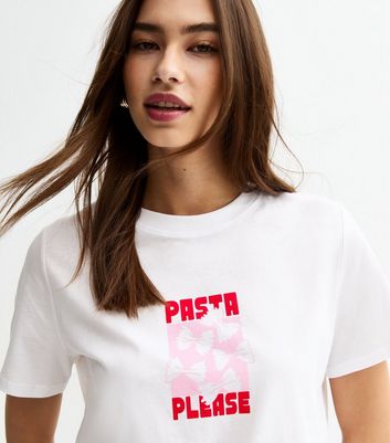 White Pasta Please Print T-Shirt
