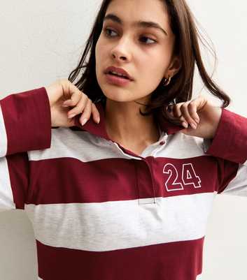 Red Rugby Stripe Long Sleeve Top