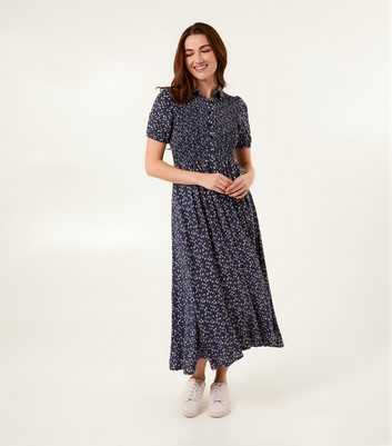 Blue Vanilla Blue Puff Sleeve Midi Dress