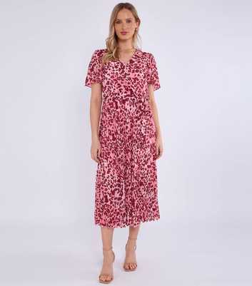Gini London Pink Animal Print Wrap Midi Dress