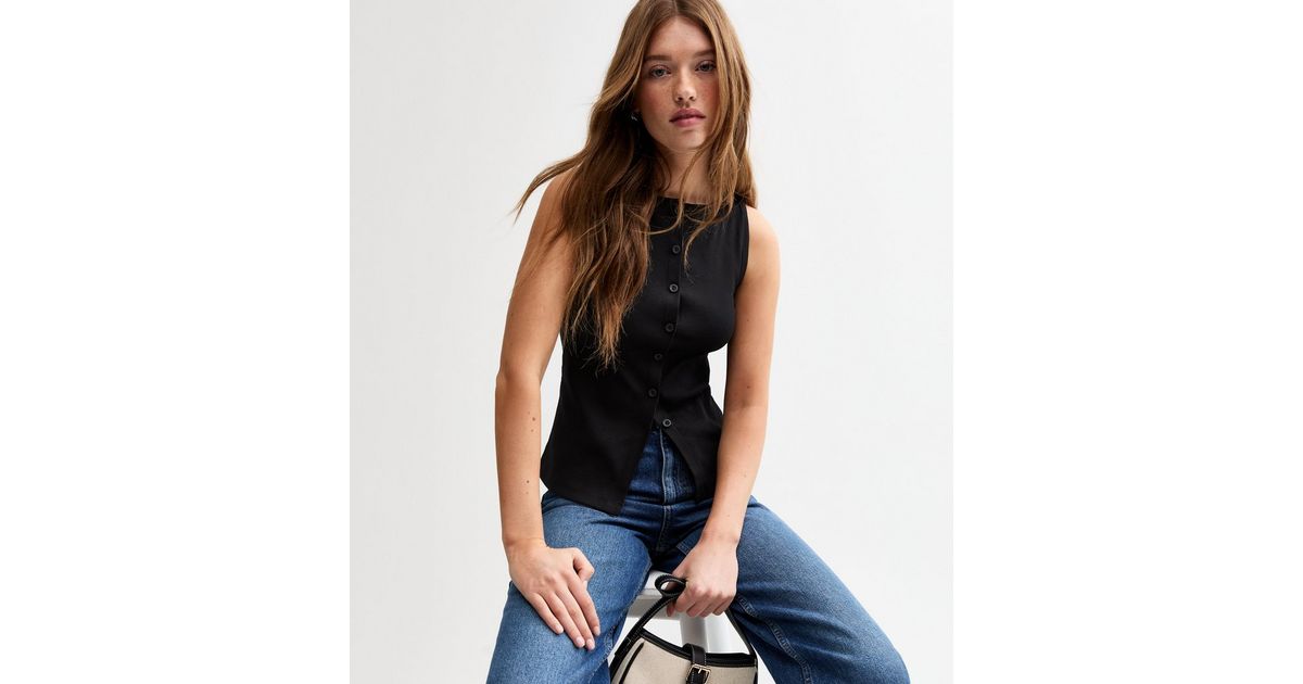 Ladies' 6 Button Vest - Black main image 0