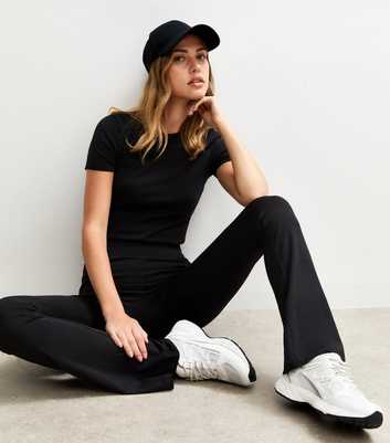 Black High Waist Jersey Kick Flare Leggings