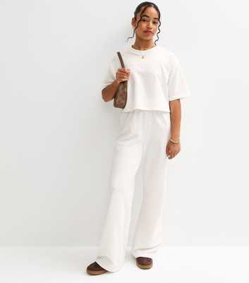 Girls Off White Wide Leg Joggers