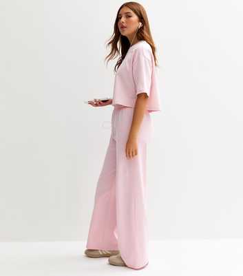 Girls Pink Wide Leg Joggers