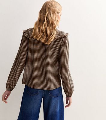 mellow frill check shirt ブラウン mellow frill check shirt ブラウン mellow frill check shirt ブラウン