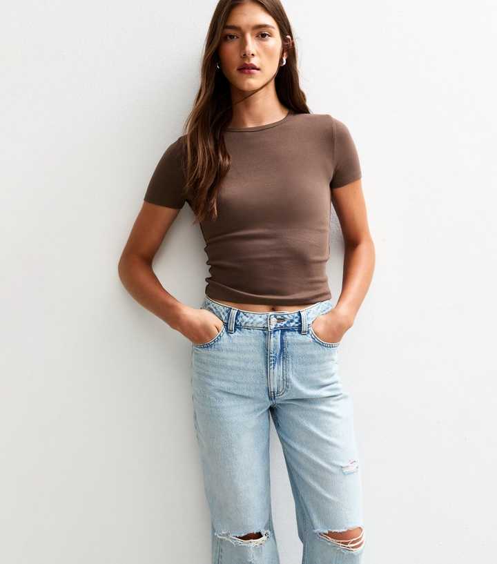 Dark Brown Baby Tee Cropped T-Shirt