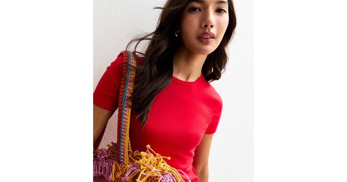 Bright Red Baby Tee Cropped TShirt New Look — free download
