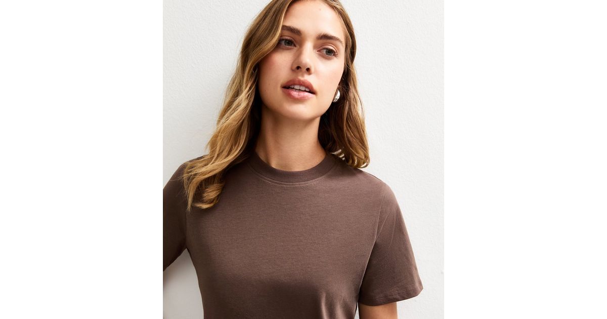 Dark Brown Relaxed Jersey T-Shirt | New Look