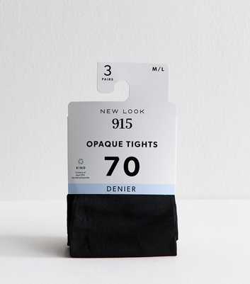 Girls 3 Pack Black Opaque 70 Denier Tights