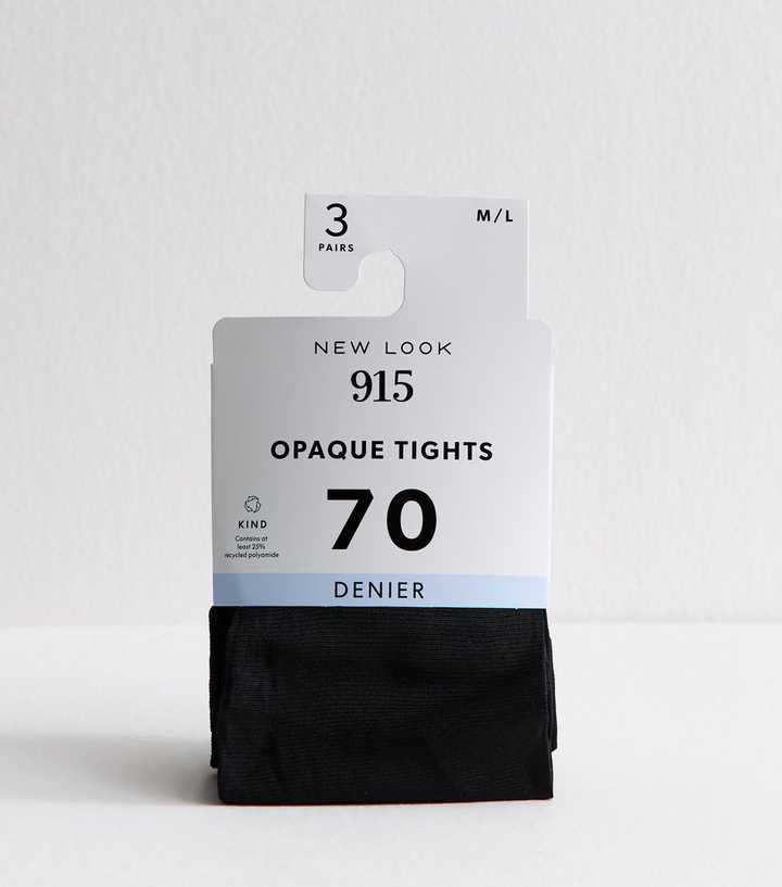 Girls 3 Pack Black Opaque 70 Denier Tights