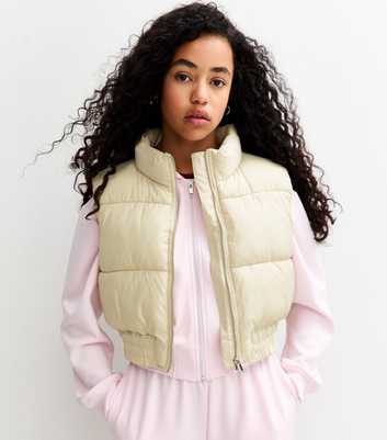 Girls Off White Cropped Gilet