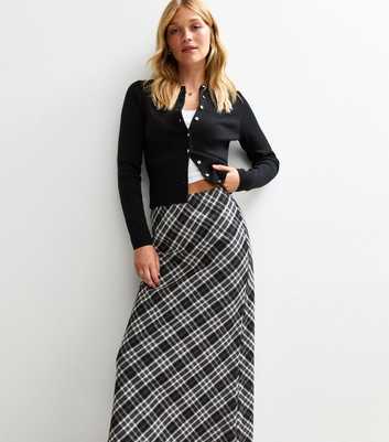 Black Checked Midi Skirt