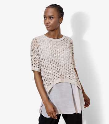 Apricot Stone Open Knit Layered Tunic