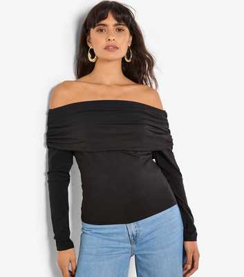 Apricot Black Long Sleeve Bardot Top
