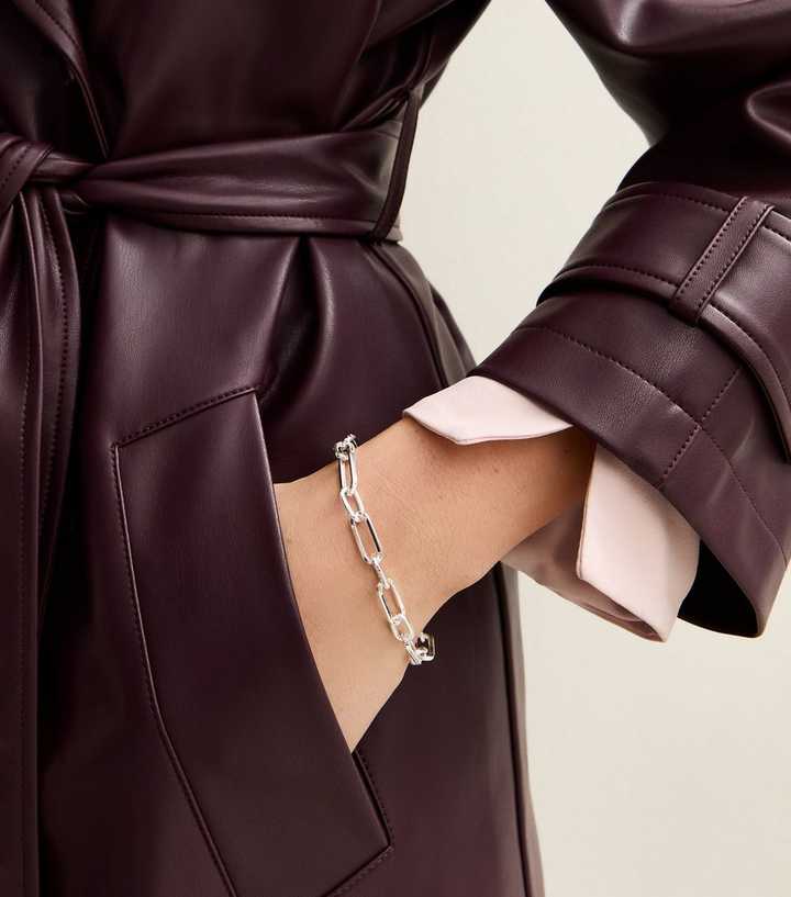 Silver Tone Rectangular Link Bracelet 