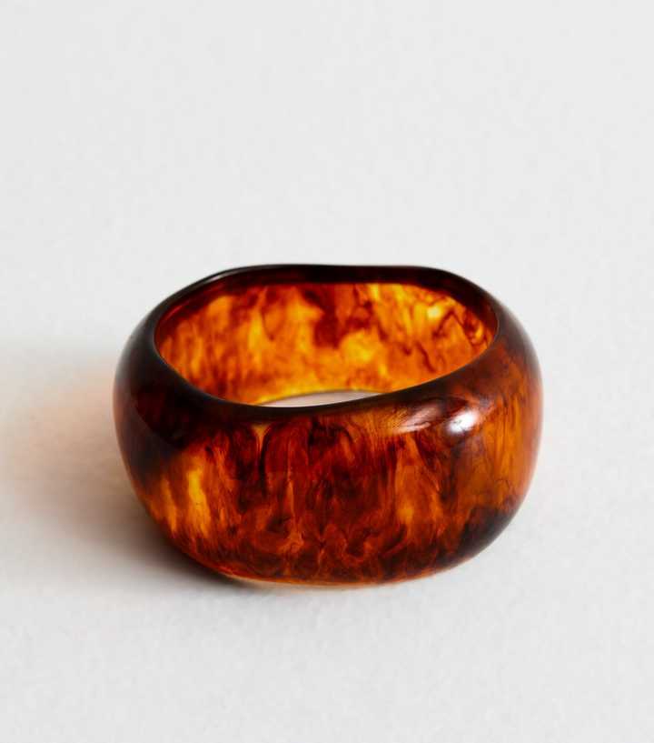 Brown Resin Curved Bangle