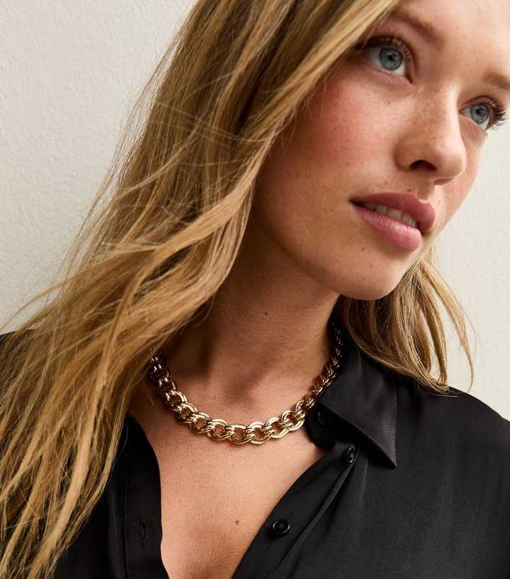 Gold Tone Curb Chain Necklace