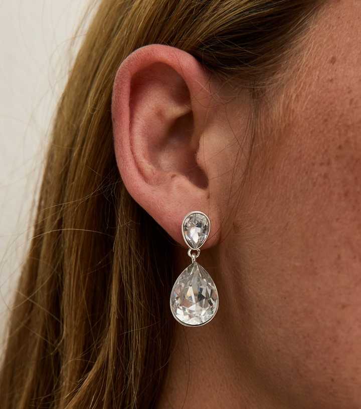 Gem Treasures Sterling Silver Choice of Gem Pave Teardrop Earrings main image 1