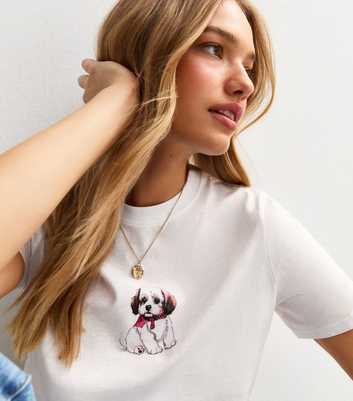 White Little Dog Graphic T-Shirt 