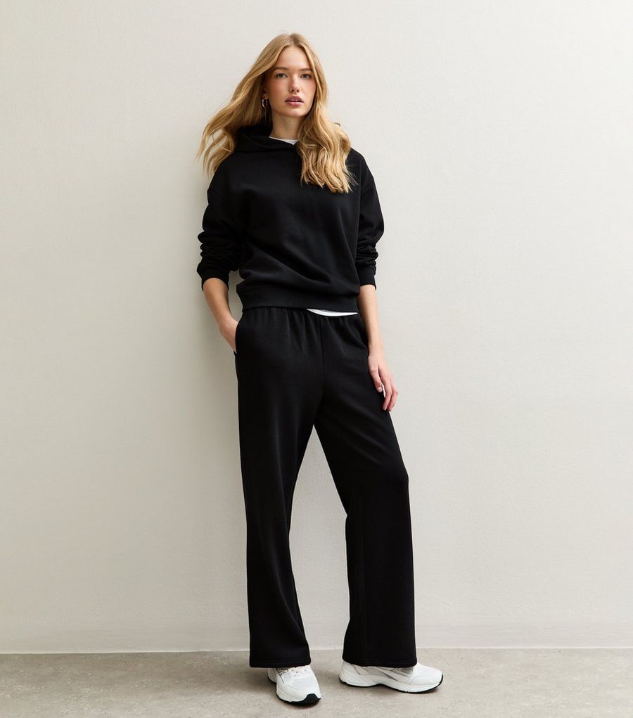 Black Elasticated Waist Wide Leg Joggers