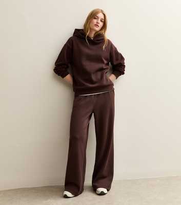 Dark Brown Elasticated Waist Wide Leg Joggers