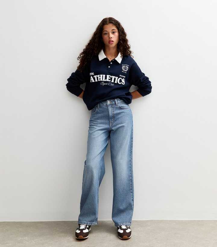 Girls Blue Denim Wide Leg Jeans