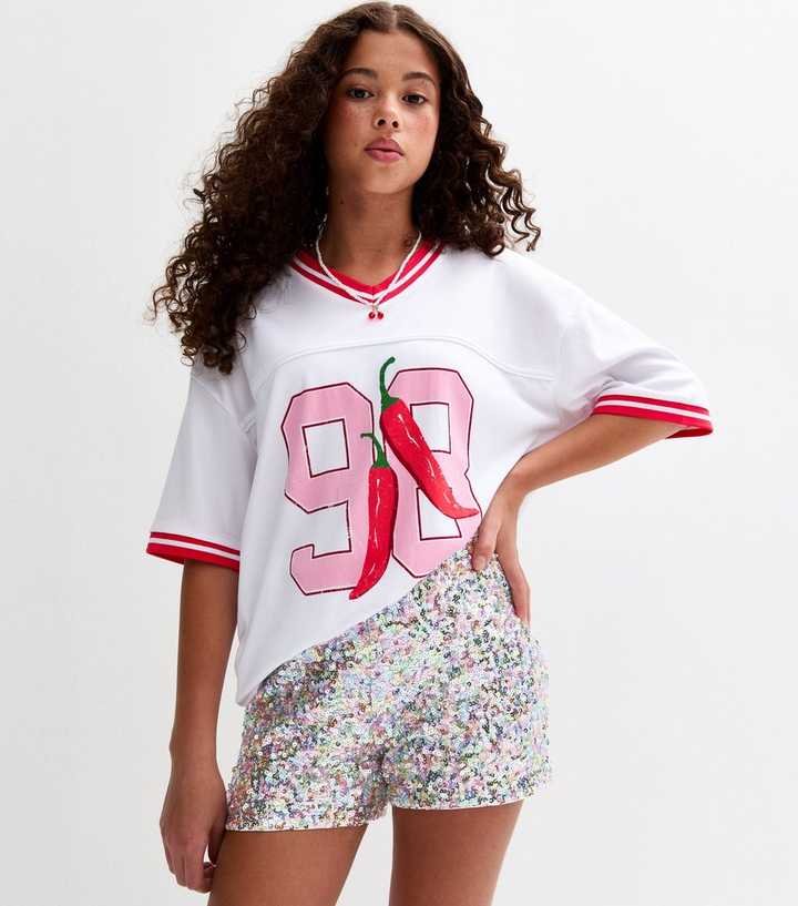 Girls Silver Sequinned Shorts 