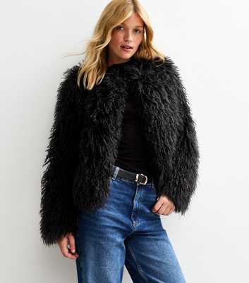 Black Faux Fur Coat