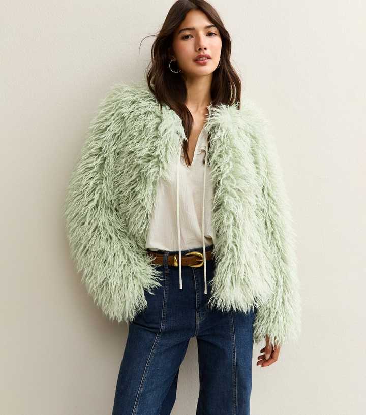 Light Green Faux Fur Coat