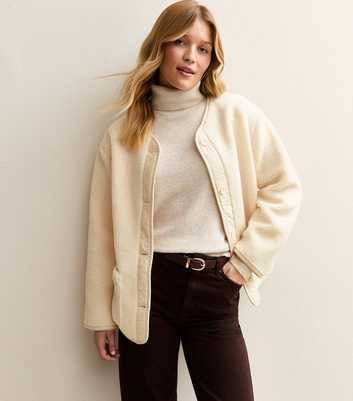 Cream Borg Button Through Jacket