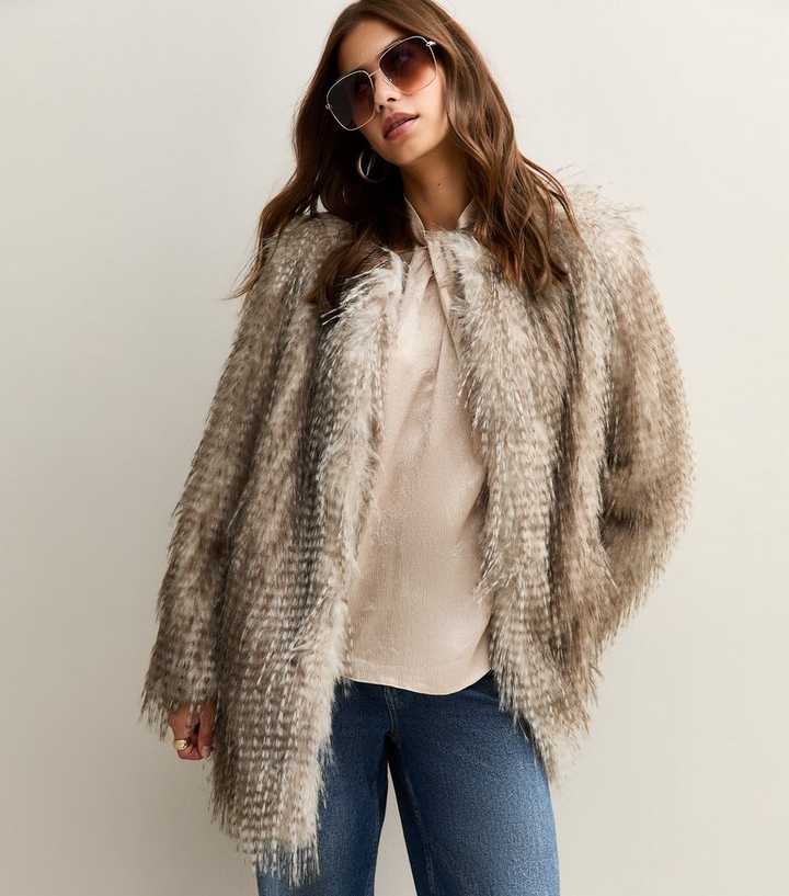 White Faux Fur Midi Coat