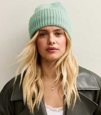 Blue Chunky Ribbed Knit Beanie