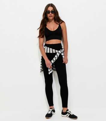 Black Seamless Ribbed Jersey Leggings