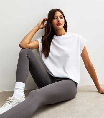 Grey Seamless Ribbed Jersey Leggings