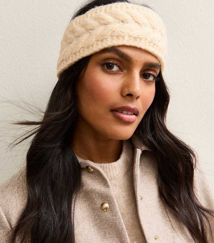 Cream Cable Knit Headband