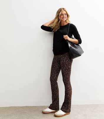 Maternity Brown Leopard Print Over Bump Kick Flare Leggings